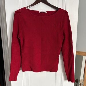 Abercrombie & Fitch Crimson Ribbed Crew Neck Top